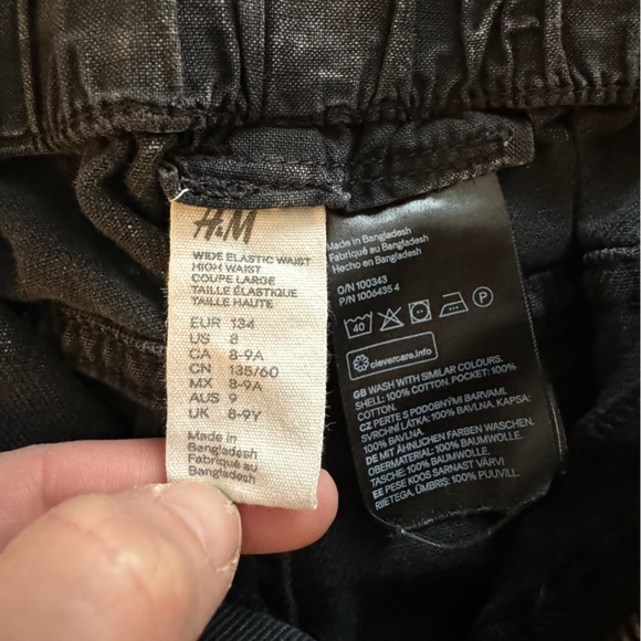 H&M girls wide leg washed black jeans with elastic waist - Picture 5 of 5